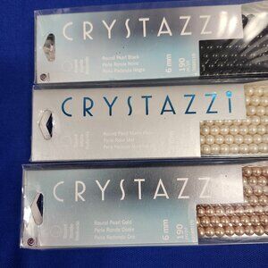 A lot of 3 Cousin Crystazzi round Pearl beads